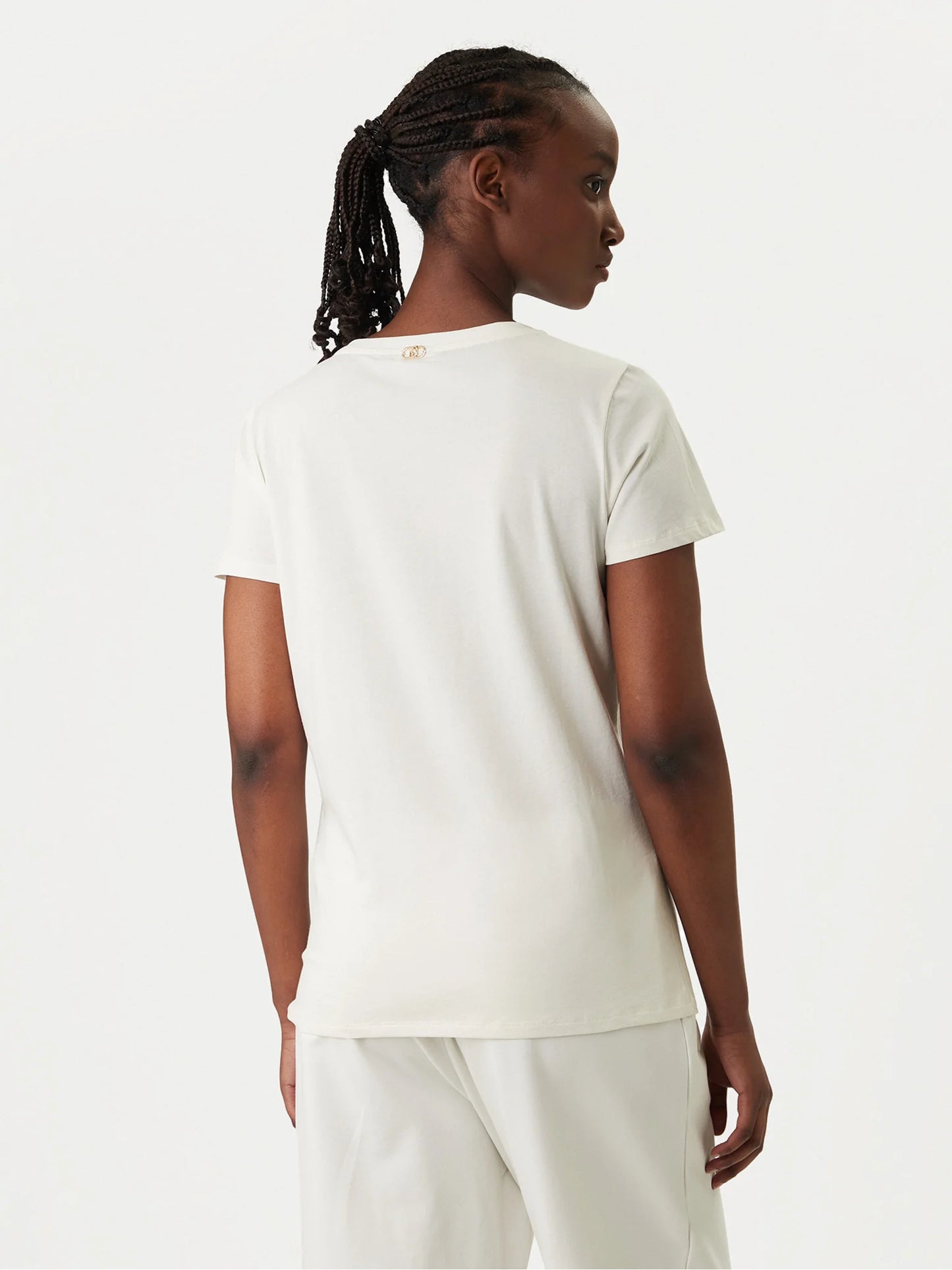 LIU JO T-shirt girocollo con inserto fiore in organza