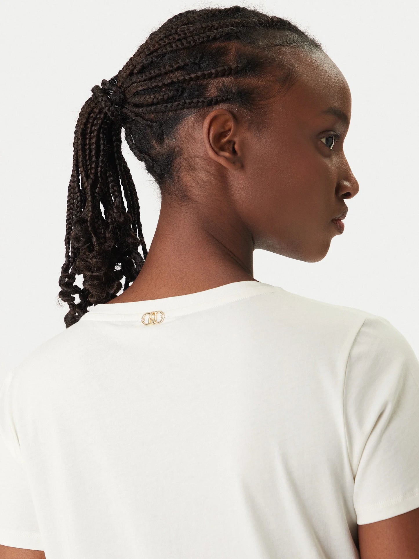 LIU JO T-shirt girocollo con inserto fiore in organza