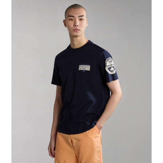 NAPAPIJRI T-Shirt manica corta girocollo con logo patch e stemma sulla manica AMUNDSEN