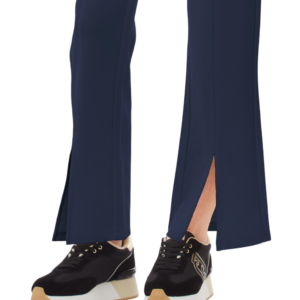LIU JO Pantaloni flare in jersey con spacco frontale nero e blu