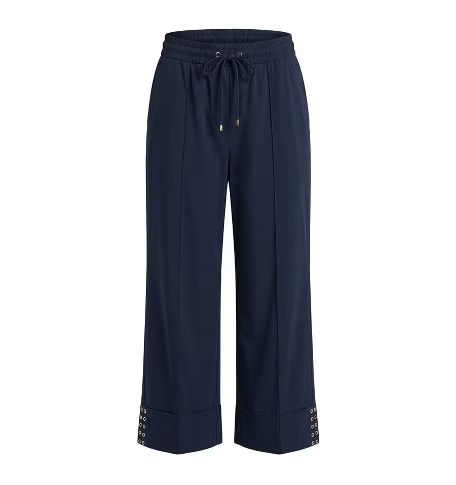 LIU JO Pantaloni in popeline di cotone con risvoltone e applicazione borchie