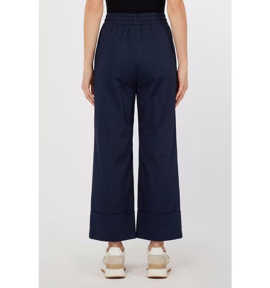 LIU JO Pantaloni in popeline di cotone con risvoltone e applicazione borchie