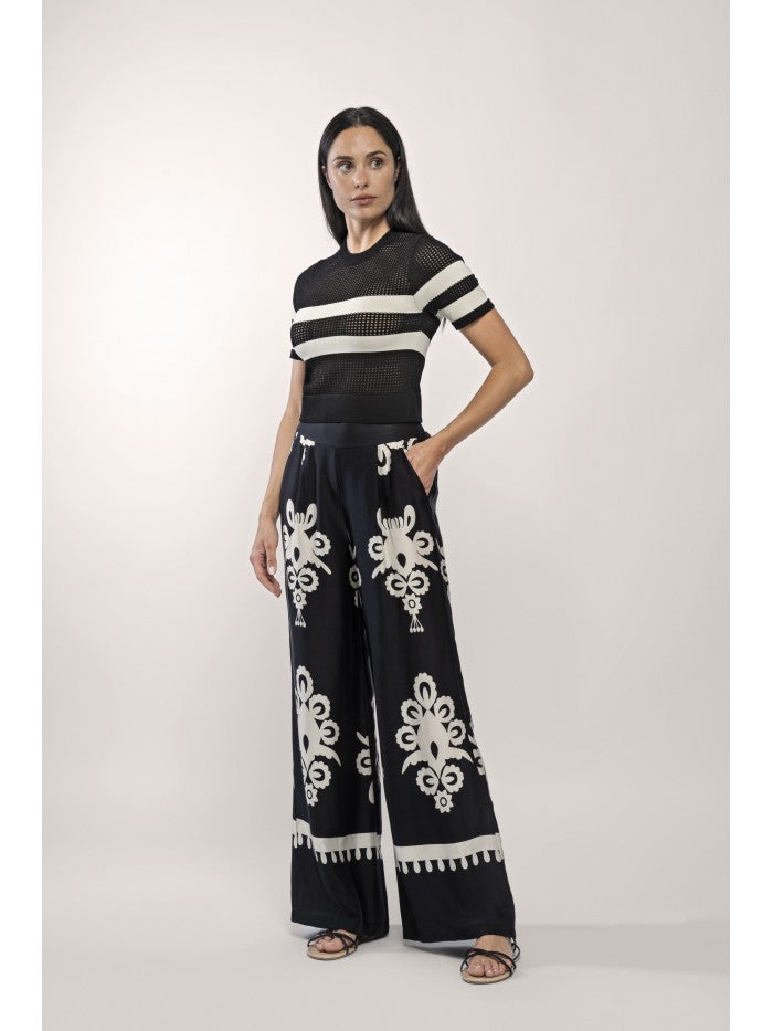 ANONYME DESIGNERS Pantaloni gamba larga in fantasia
