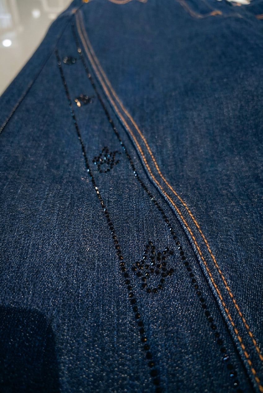 LIU JO Jeans baloon lavvaggio scuro con strass