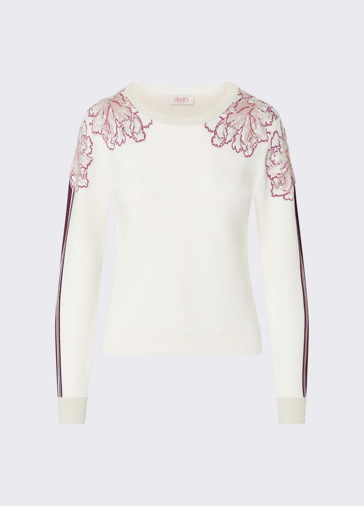 LIU JO Maglia girocollo con inserti jacquard e tape bicolor