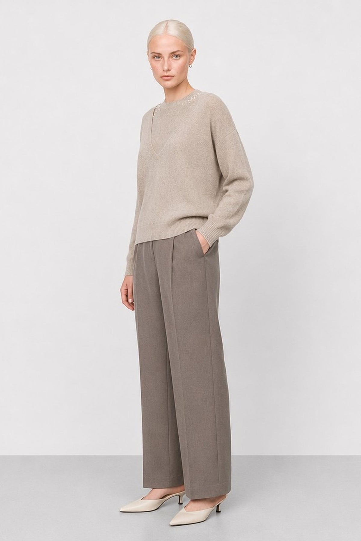 KOCCA Maglia maniche lunghe scollo a V con canotta interna