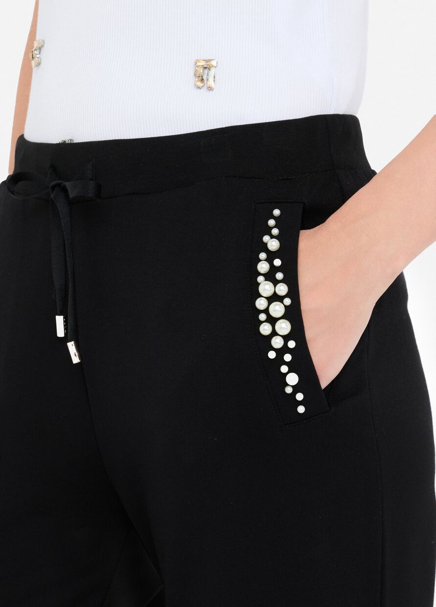 LIU JO Pantaloni in jersey con perle sulle tasche