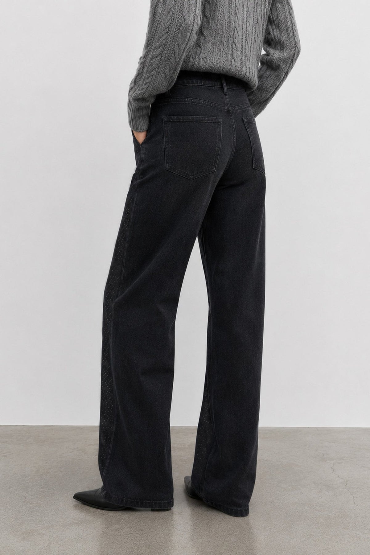 KOCCA Jeans a gamba larga tempestato di strass