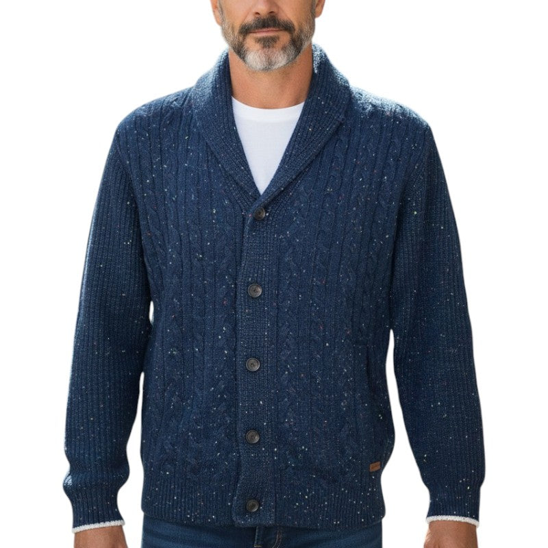 LIU JO Cardigan a trecce con bottoni verde bottiglia collo sciallato