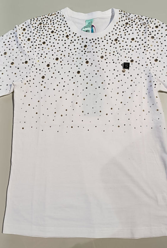 IL THÈ DELLE 5 T-Shirt girocollo con specchietti e castoni all over