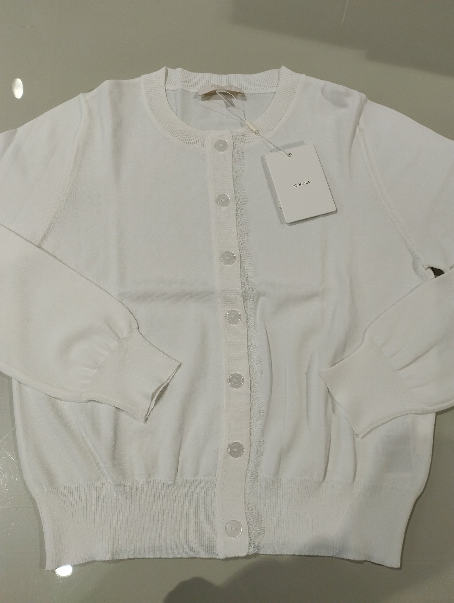 KOCCA Cardigan in viscosa con bottoni e bordo in pizzo