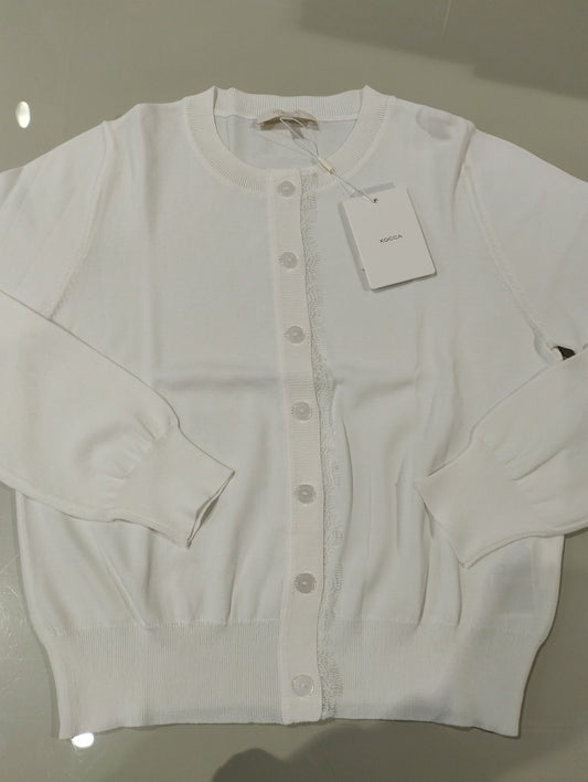 KOCCA Cardigan in viscosa con bottoni e bordo in pizzo