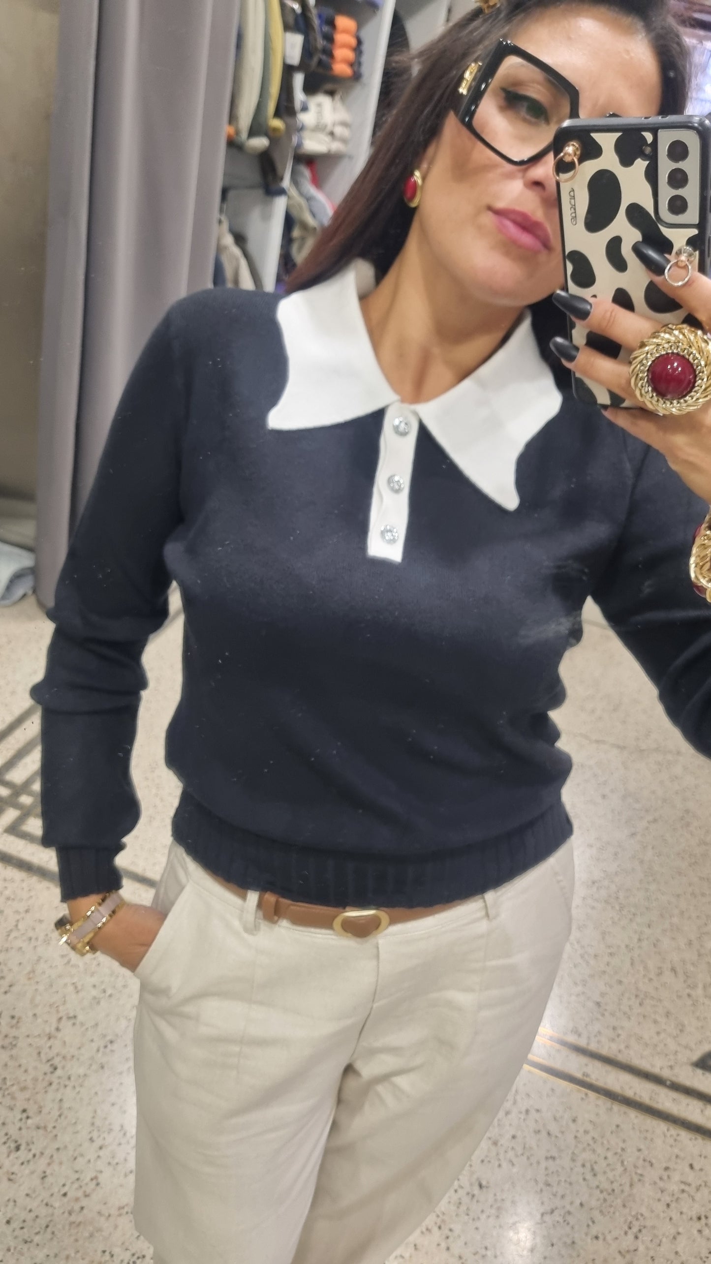 TBYME Polo con colletto in contrasto