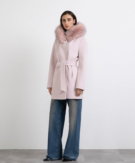 MARKUP Cappotto a vestaglia corto con pelliccia staccabile