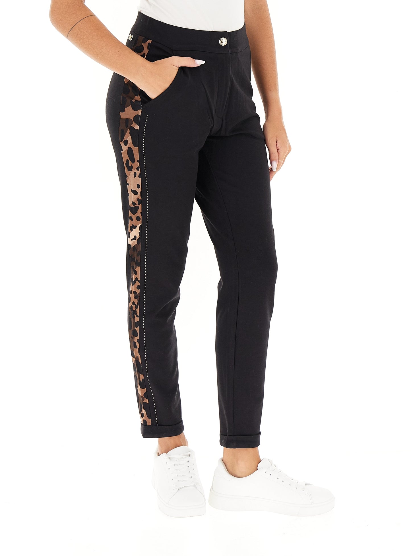 LIU JO Pantaloni in felpa con banda laterale animalier