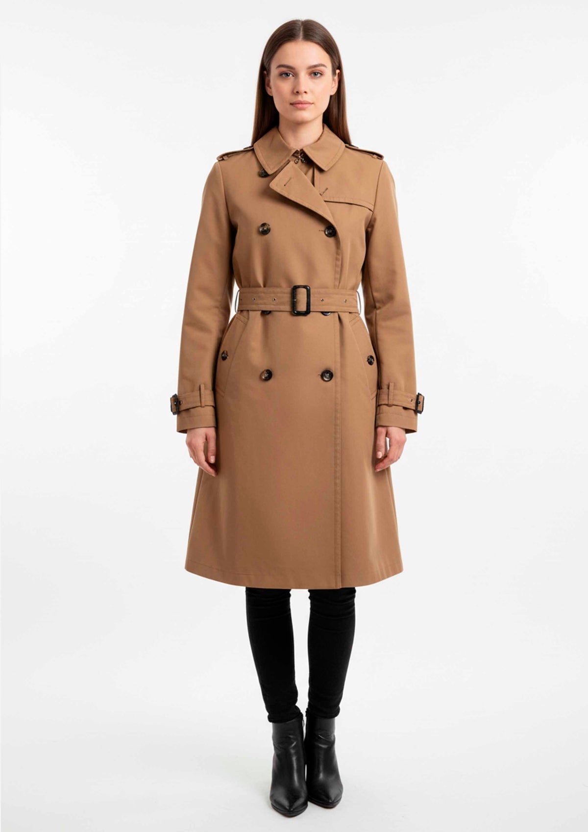 IL THÈ DELLE 5 Trench in cotone beige doppiopetto con cinta