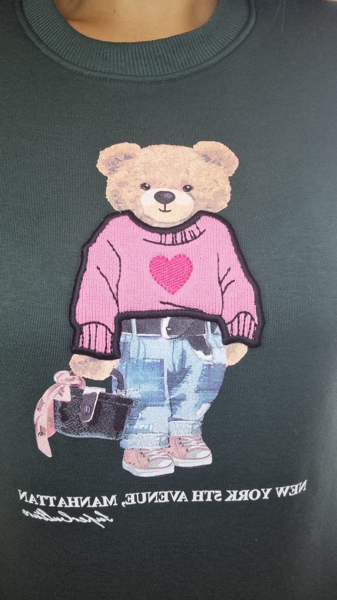 SUPERCULTURE Felpa girocollo invernale con micropile interno TEDDY VERDE