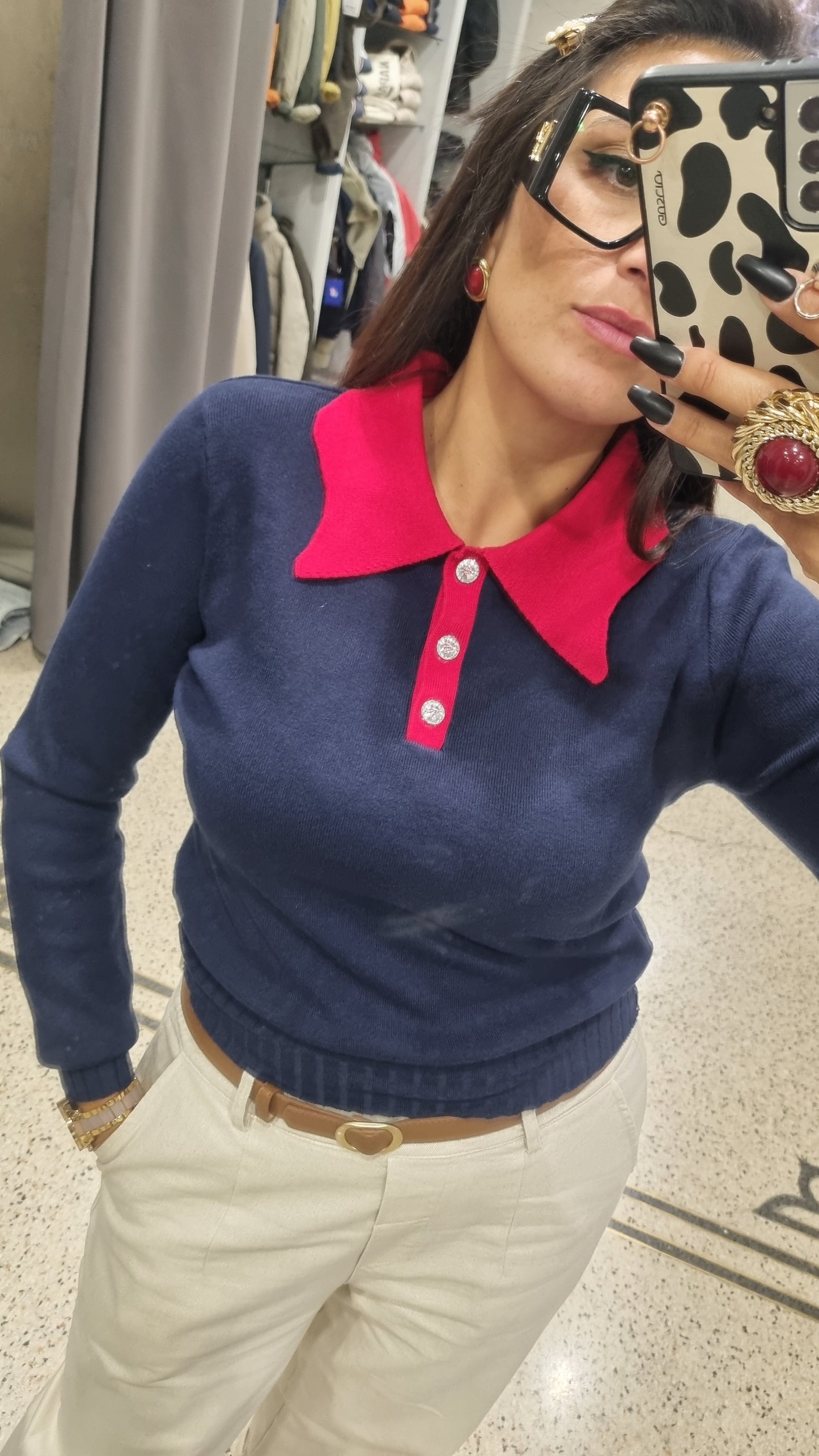 TBYME Polo con colletto in contrasto