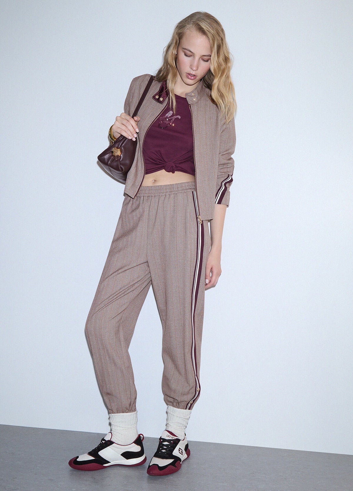 LIU JO Pantaloni jogger con tape bicolore
