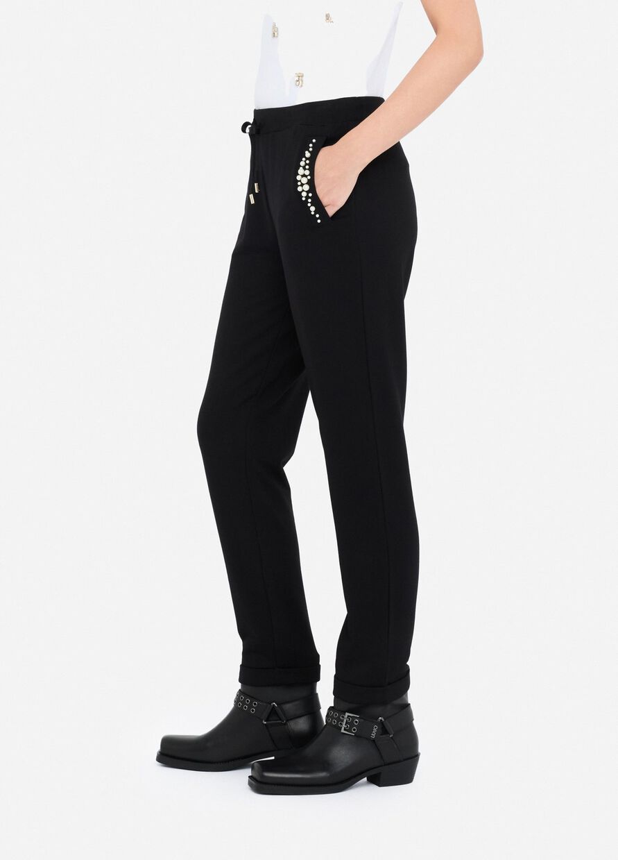 LIU JO Pantaloni in jersey con perle sulle tasche