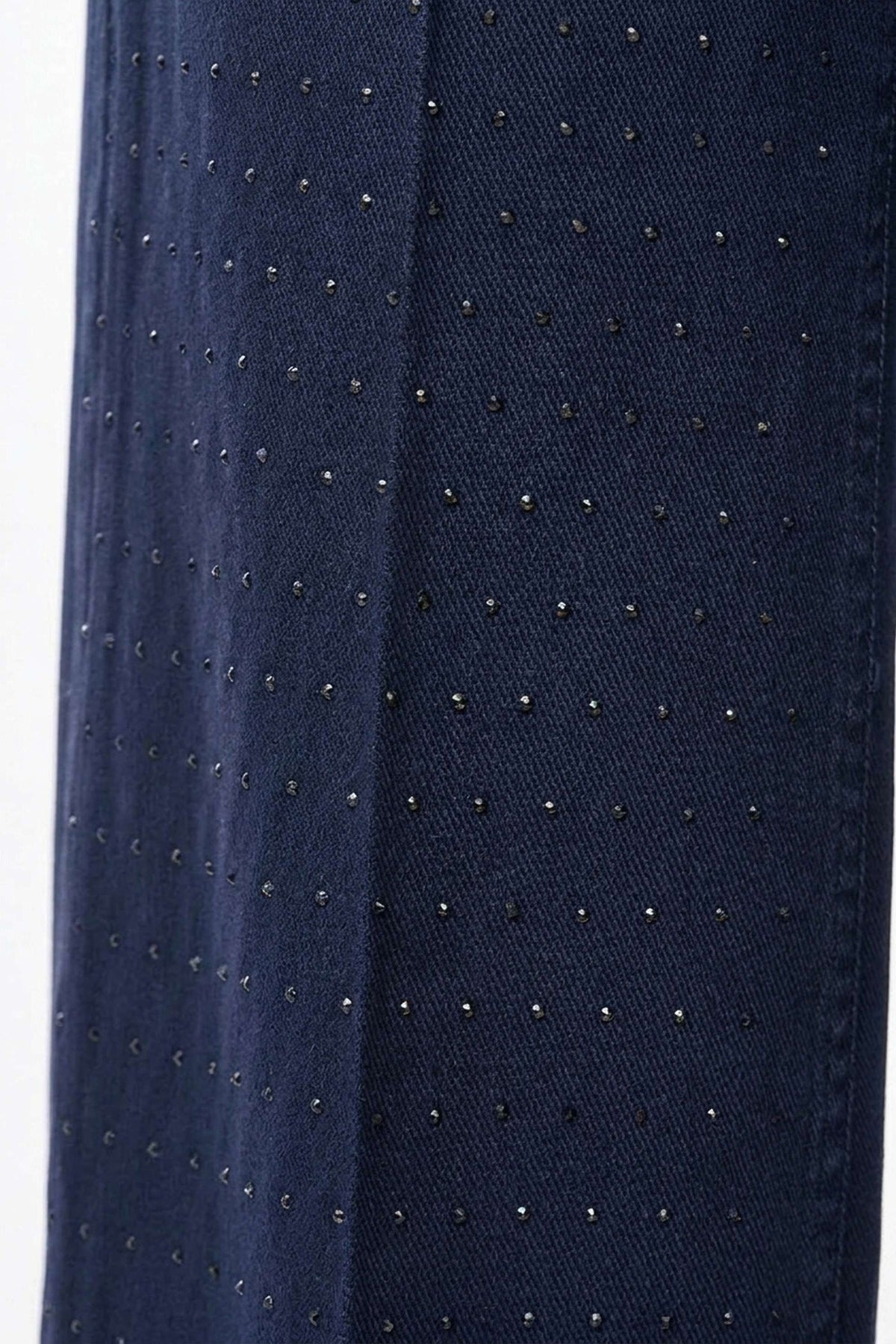 KOCCA Jeans a palazzo blu con applicazione strass feontali