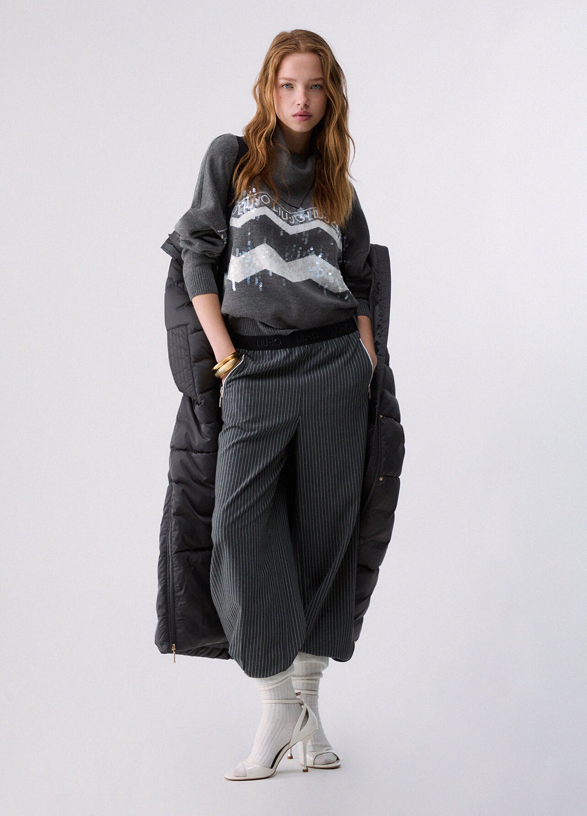 LIU JO Maglia collo alto jacquard in misto lana