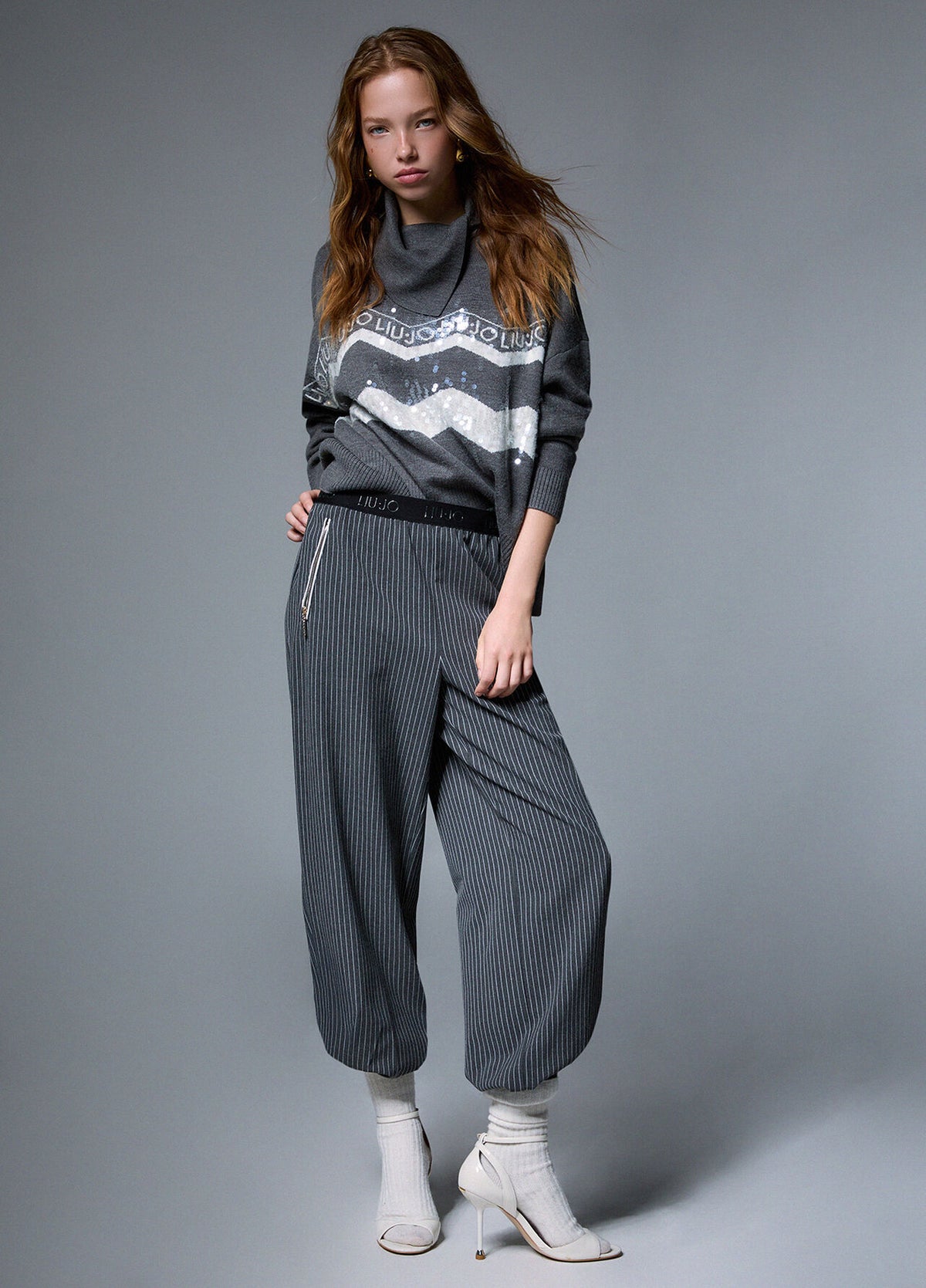 LIU JO Maglia collo alto jacquard in misto lana