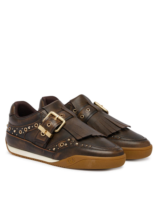 LIU JO Scarpe slipon marroni con dettagli oro LEWIS06