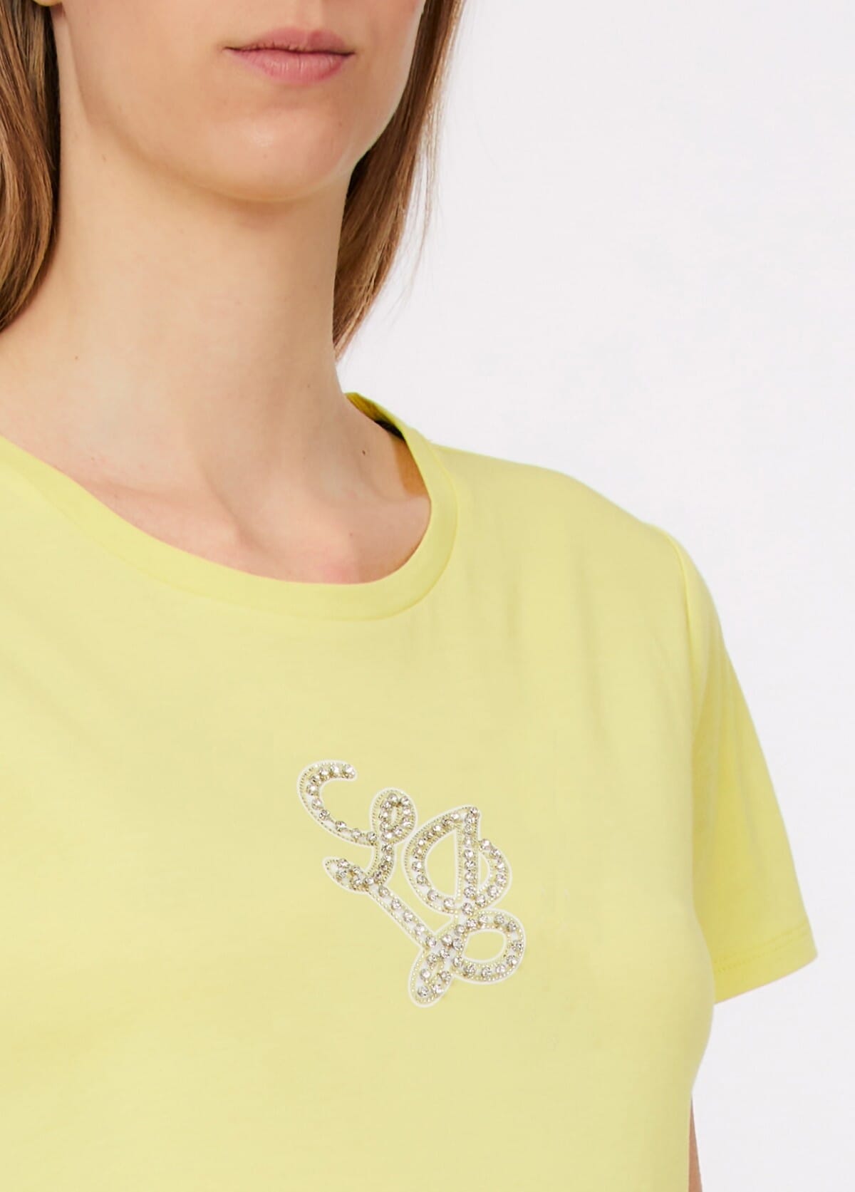 LIU JO T-shirt girocollo con inserto logo castoni