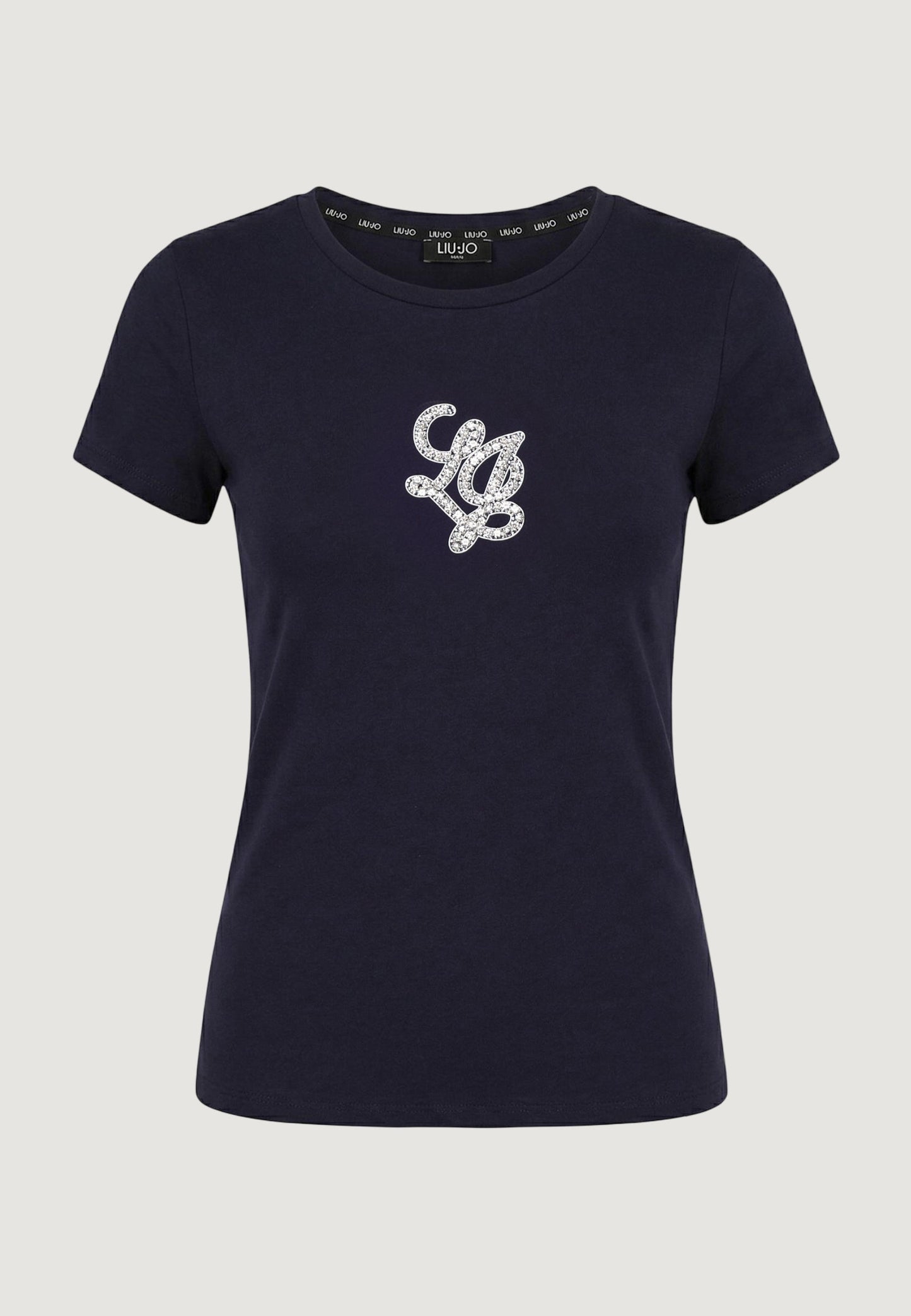 LIU JO T-shirt girocollo con inserto logo castoni