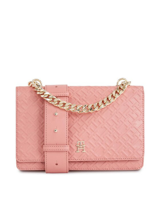 TOMMY HILFIGER Borsa a tracolla con manico a catena e loghi all over