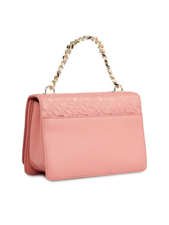 TOMMY HILFIGER Borsa a tracolla con manico a catena e loghi all over