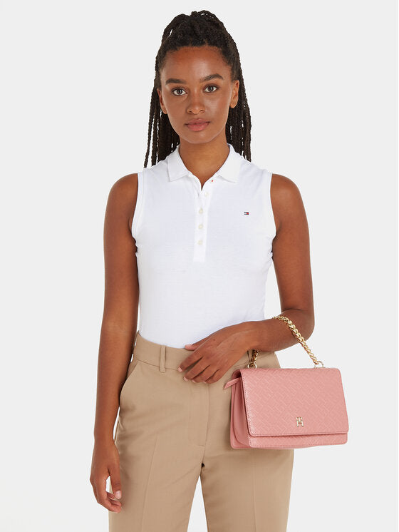 TOMMY HILFIGER Borsa a tracolla con manico a catena e loghi all over