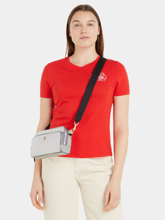 TOMMY HILFIGER Borsa a tracolla argento ICONIC CAMERA BAG METAL